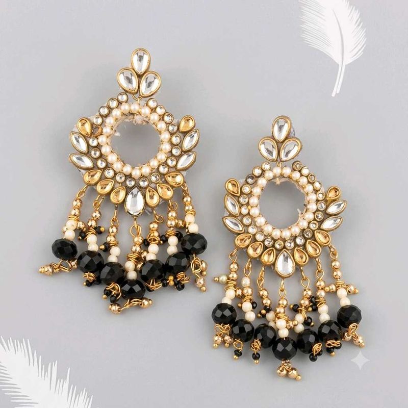 Stunning Black &amp; Gold Chandelier Earrings[handmade