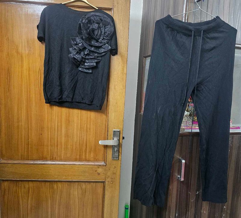 Chic Black Top and Pants Set