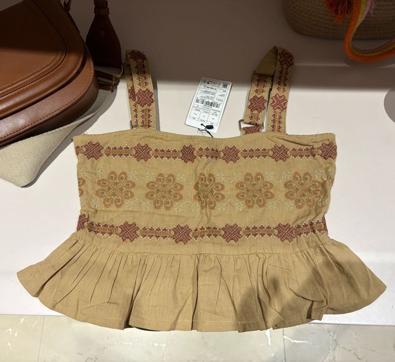 Bombay Paisley Tan boho Top