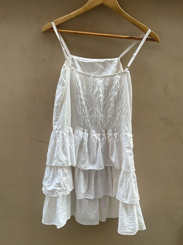White Tiered Mini Dress