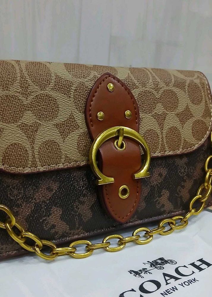 Coach Signature Monogram Crossbody Bag with dust c