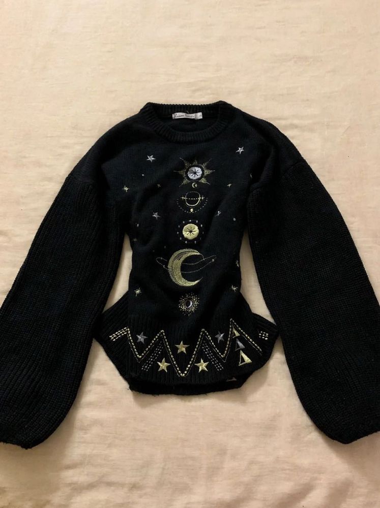 Space embroidered sweater