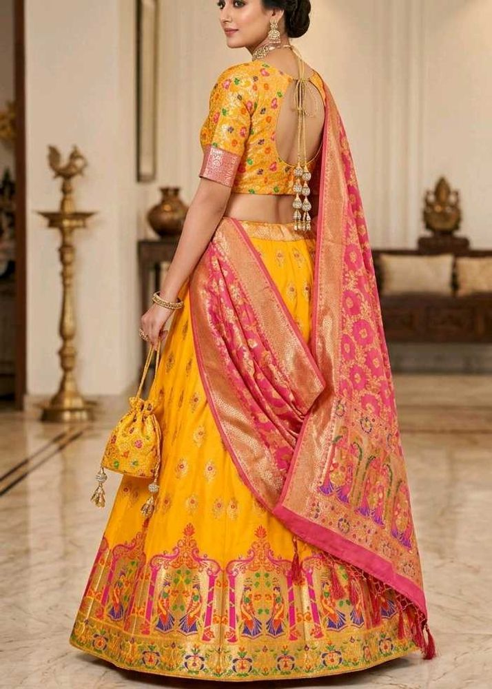 Mustard Yellow Banarasi Lehenga- Festive Royalty