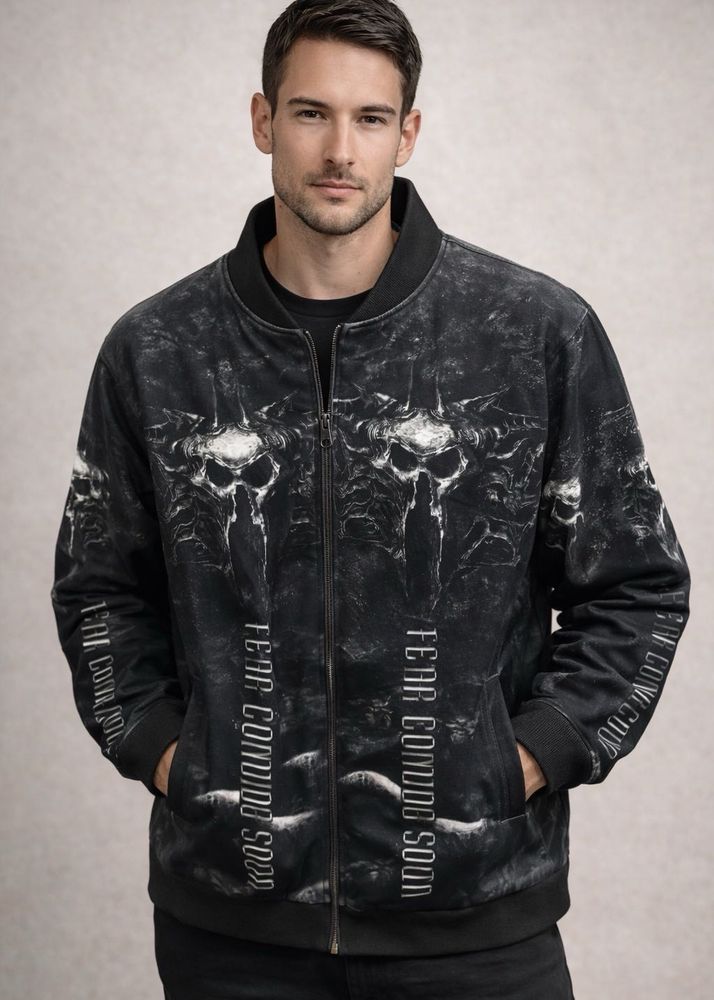 Unique Graphic Print Bomber Jacket