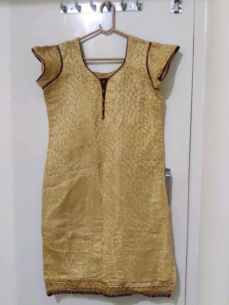 Elegant Gold Brocade Kurta