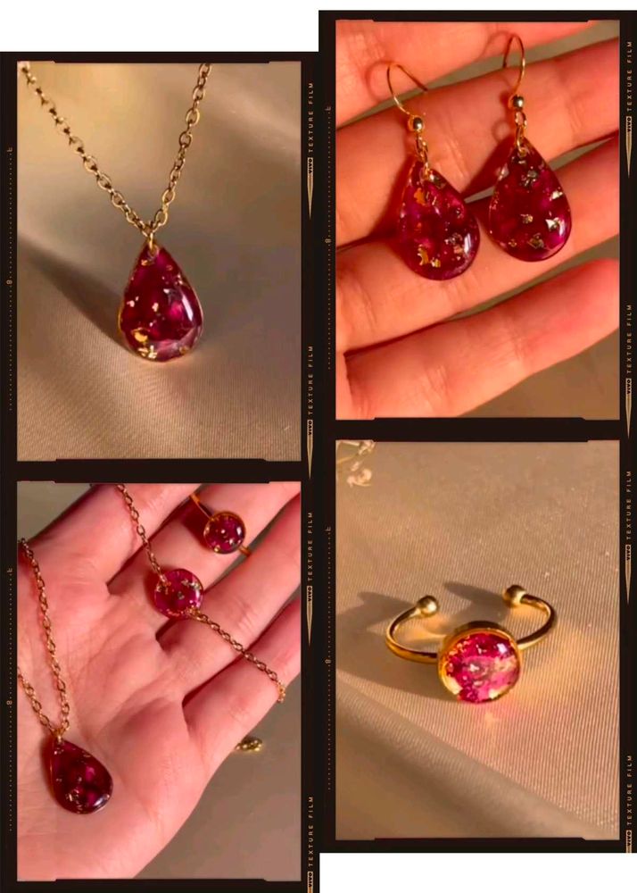 Handmade Resin Floral Jewelry Set