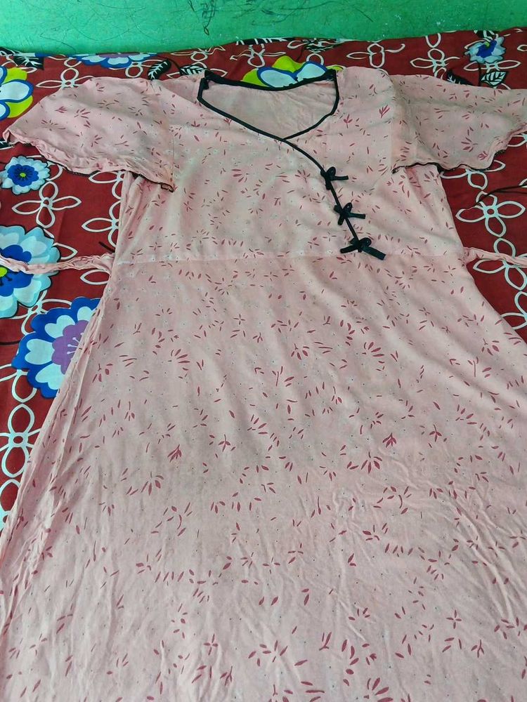 free delivery Comfortable Pink Printed Nightgown