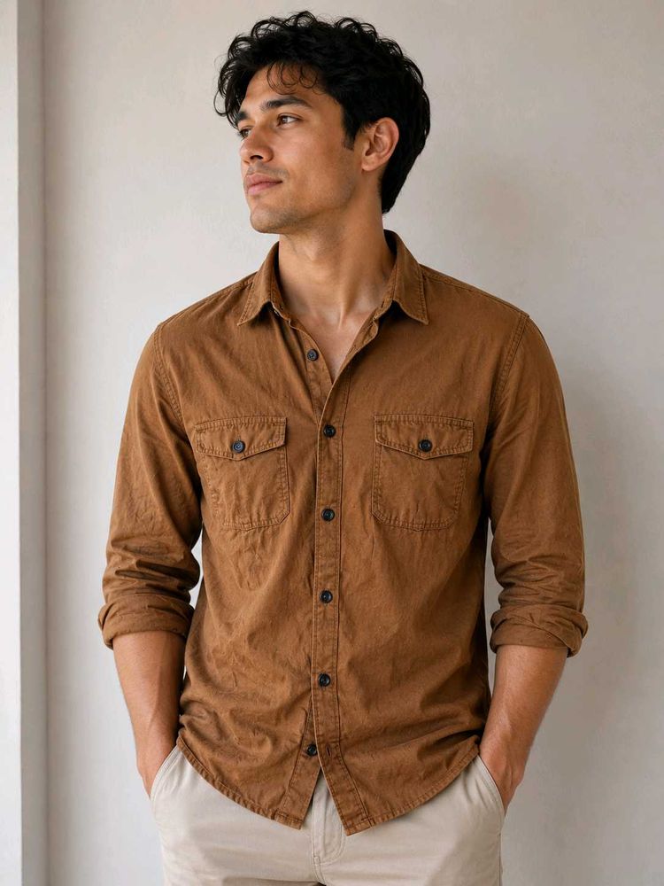 Men's Solid Cargo Shirt