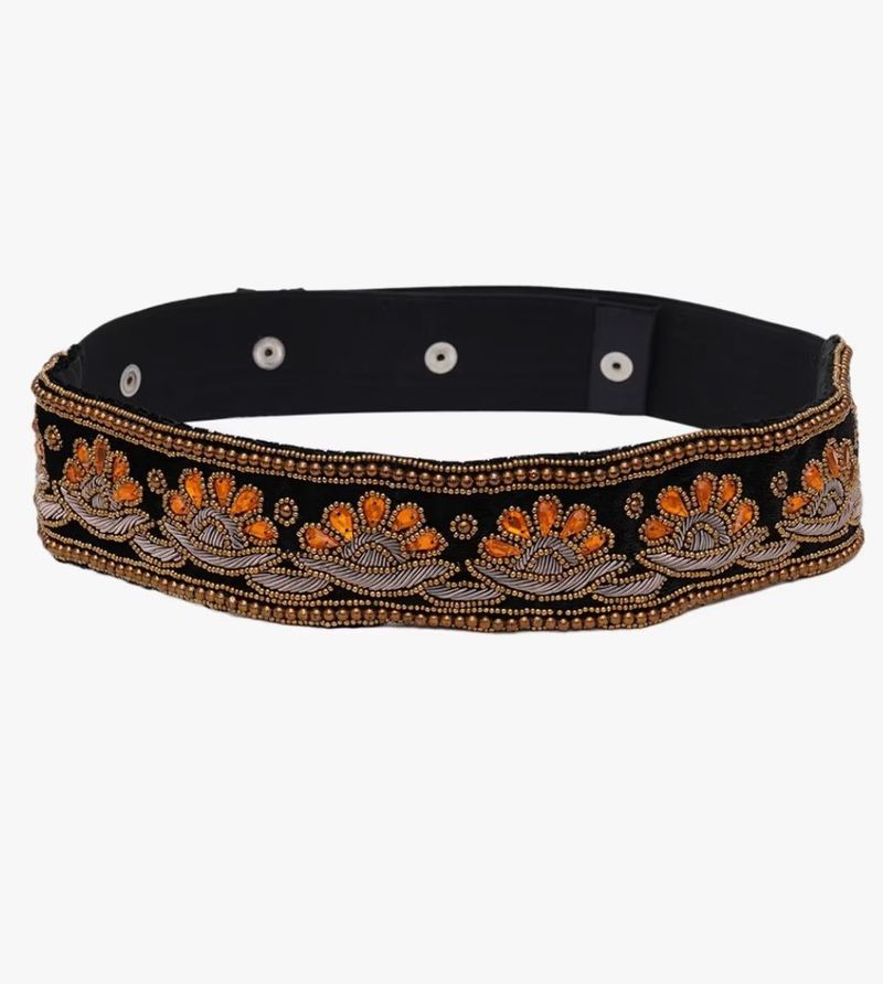 Embellished Black &amp; Orange Belt