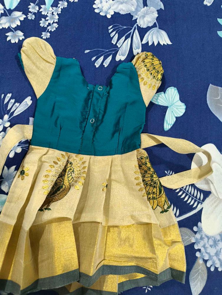 Beautiful Peacock Print Baby Dress