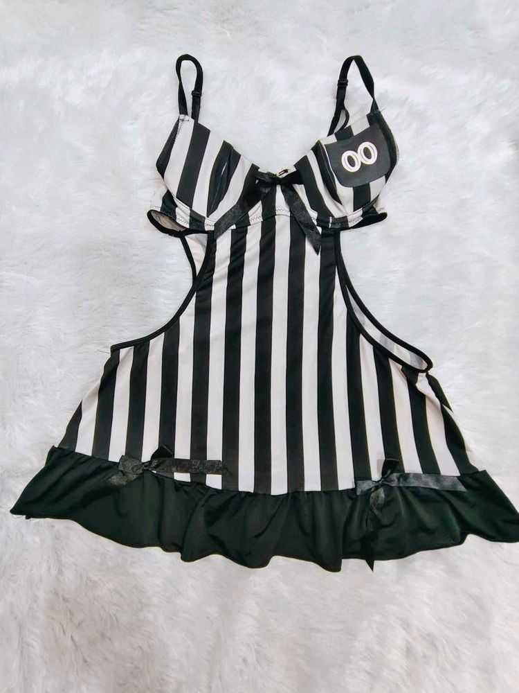 Striped babydoll chemise/mini slip