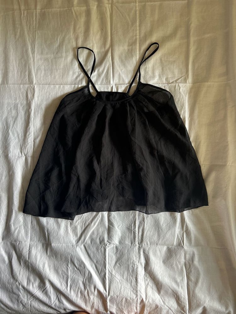 Chic Black Spaghetti Strap Top with open back