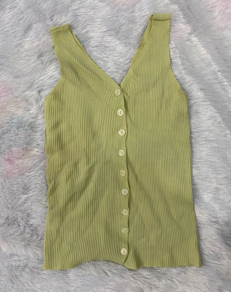 Cute Green Button-Down Tank Top