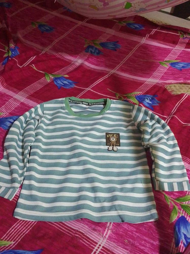 Cute Striped Bear Long Sleeve Top