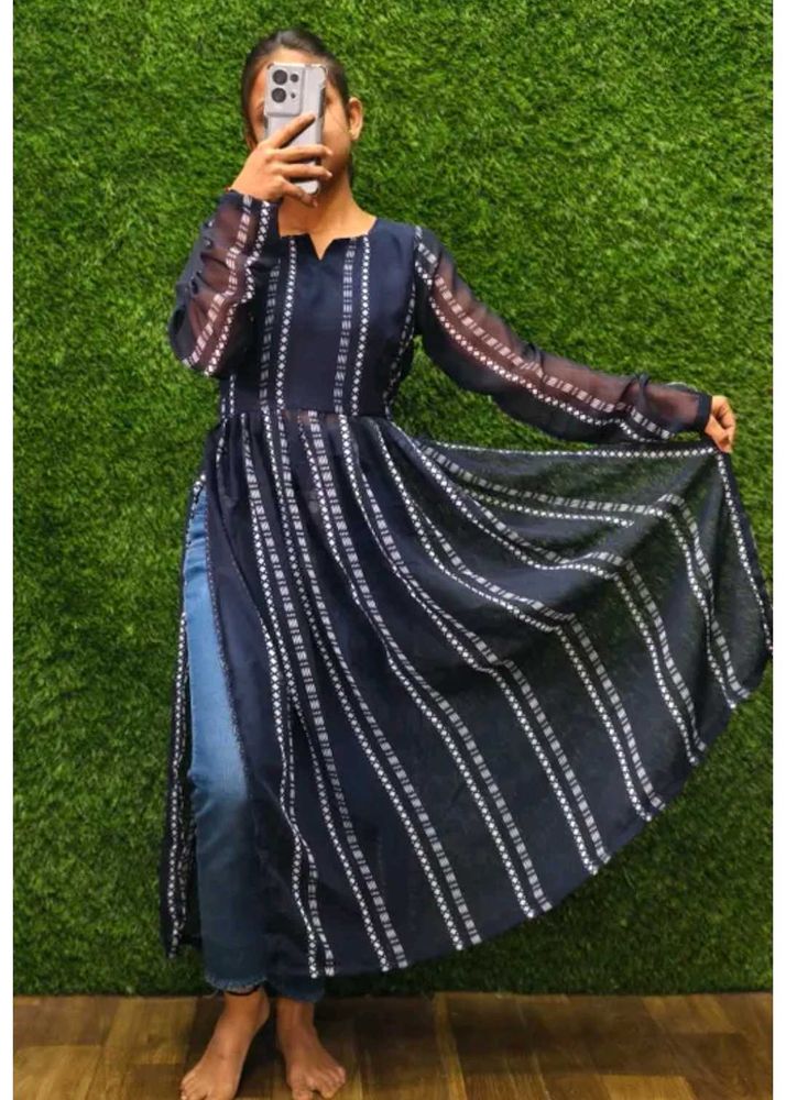 Stylish Navy Blue Striped Kurta