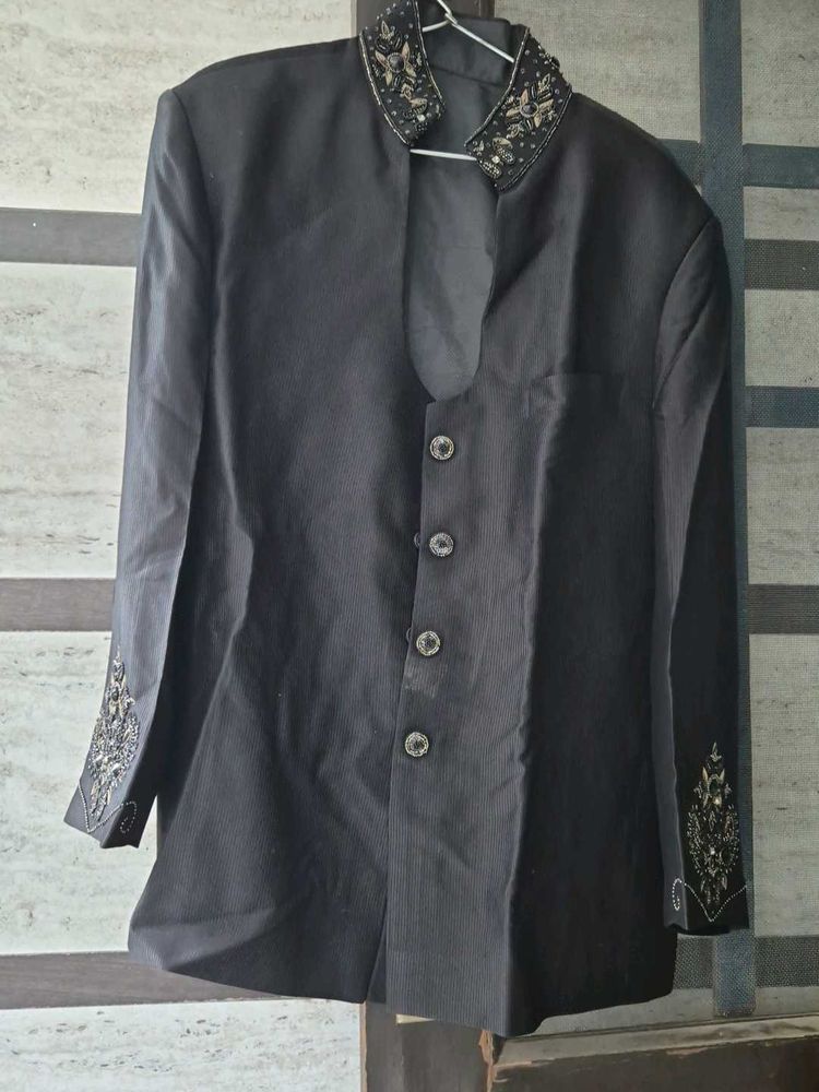 Classic Black Suit Pant with Embroidery