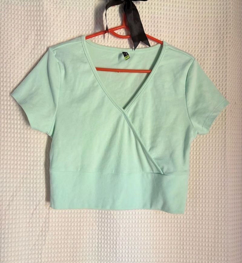 Mint Green Wrap Crop Top