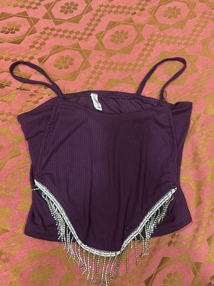Chic Beaded Strap Top