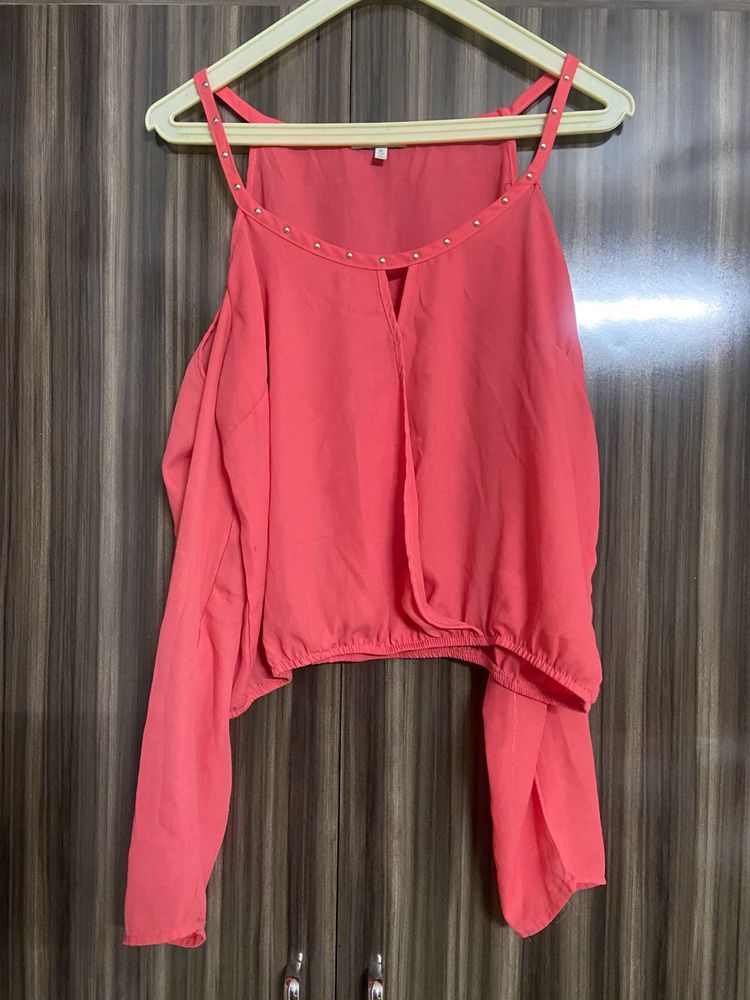Chic Cold Shoulder Embellished Top