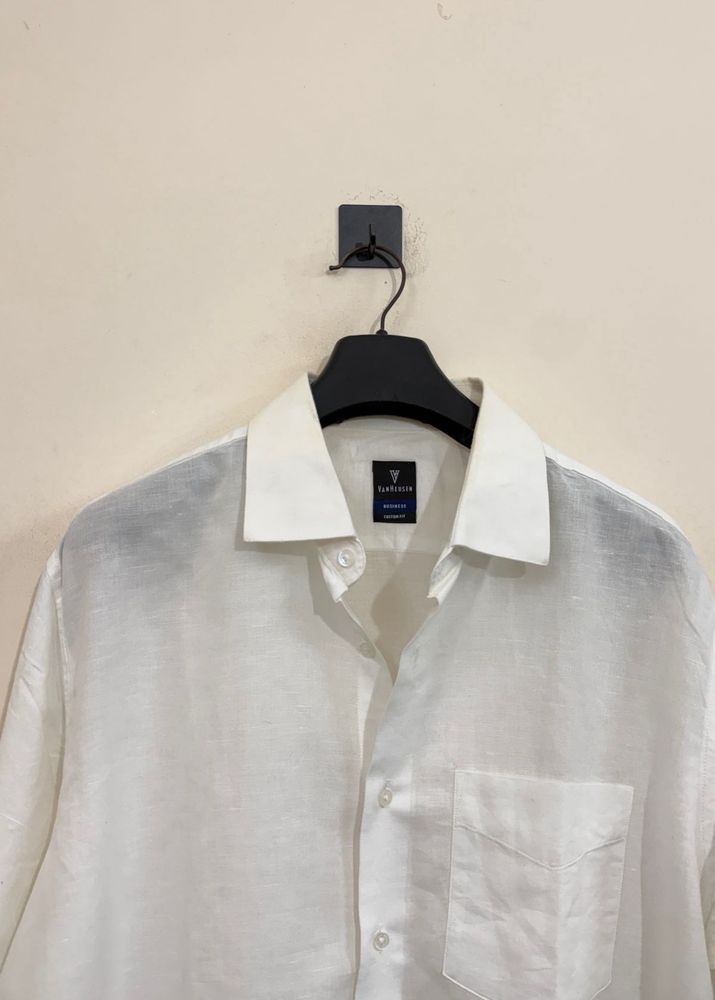 Men's Classic White Linen Shirt