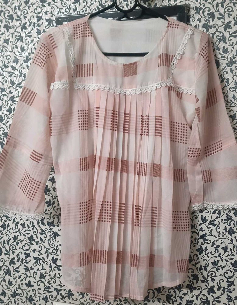 Pretty Pink Pleated Tops