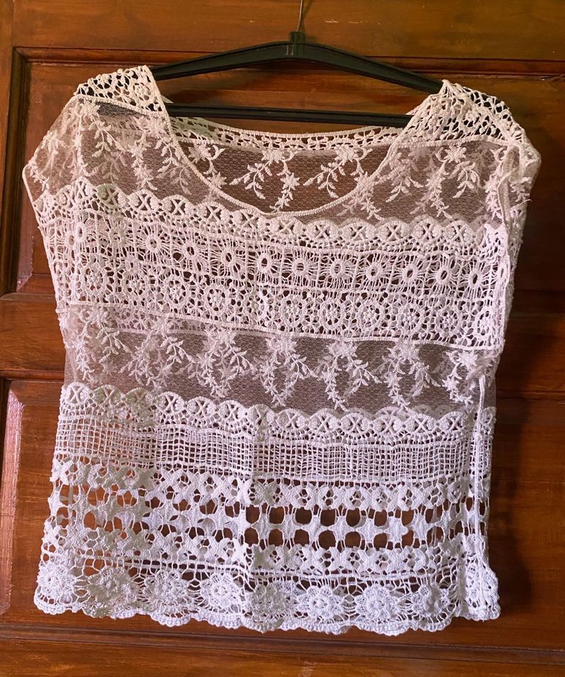Sheer Lace White Top