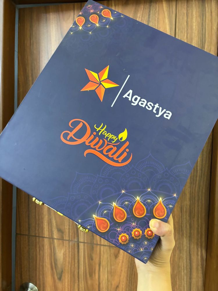 Diwali Gift Hamper Box with 4 Glass Jars | Navy Bl