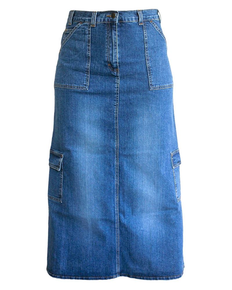 Denim Utility Maxi Skirt