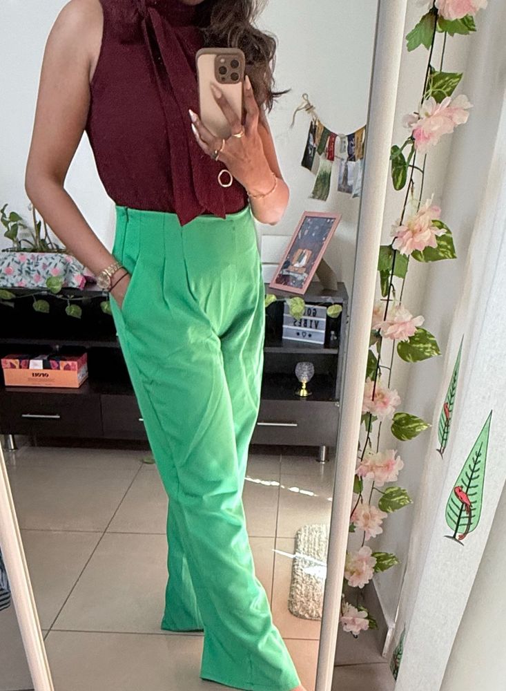 Green High Waist Trousers