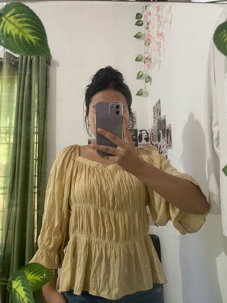 Chic Ruffled Square Neck Peplum Top