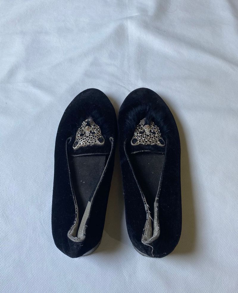 Black Velvet Slippers