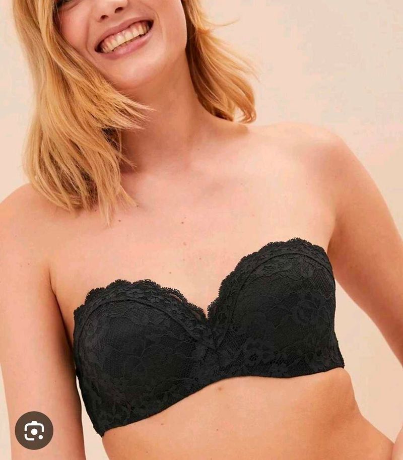 Black Lace Strapless Bra