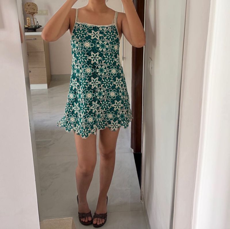 Zara Crochet Floral Mini Dress