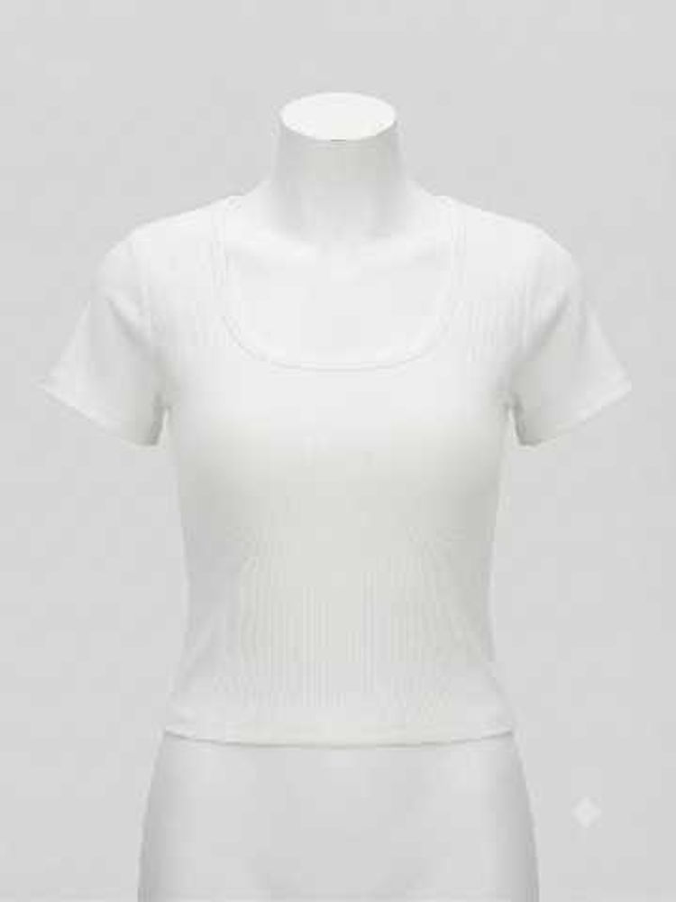 Ribbed White Scoop Neck Top