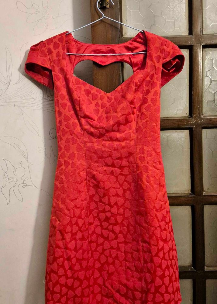Red Heart Print Dress
