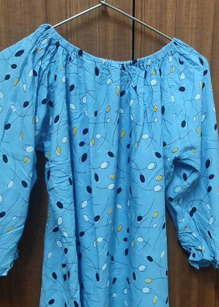 Blue Patterned Balloon Top💎