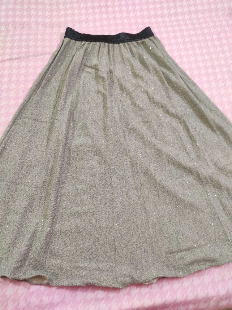 New Grey A-Line Midi Skirt