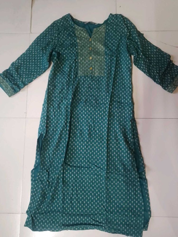 Stylish Teal Printed Kurta