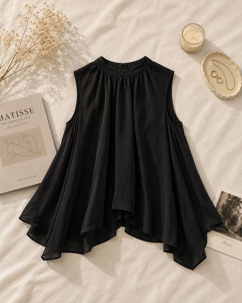Black Sleeveless Flowy Top