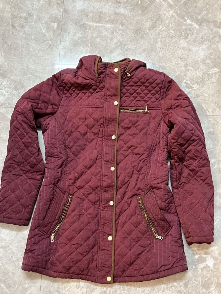 Maroon Quilted Jacket