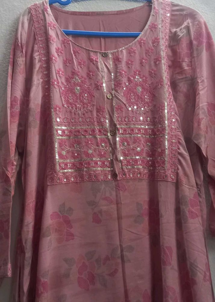 Embellished Pink Floral Kurta