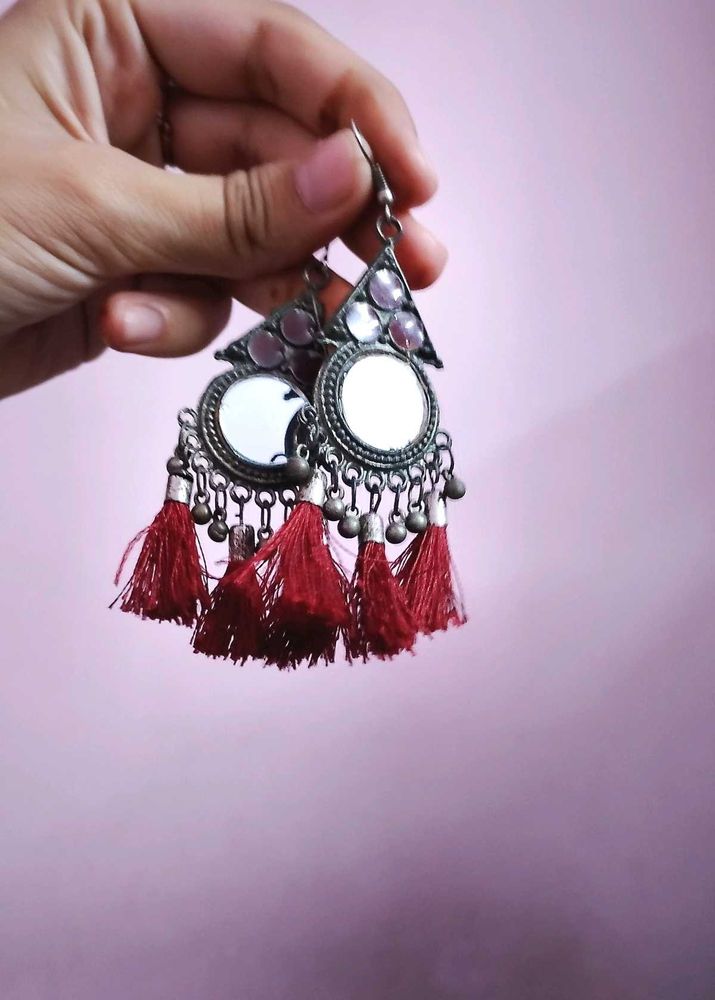Boho Mirror Tassel Earrings