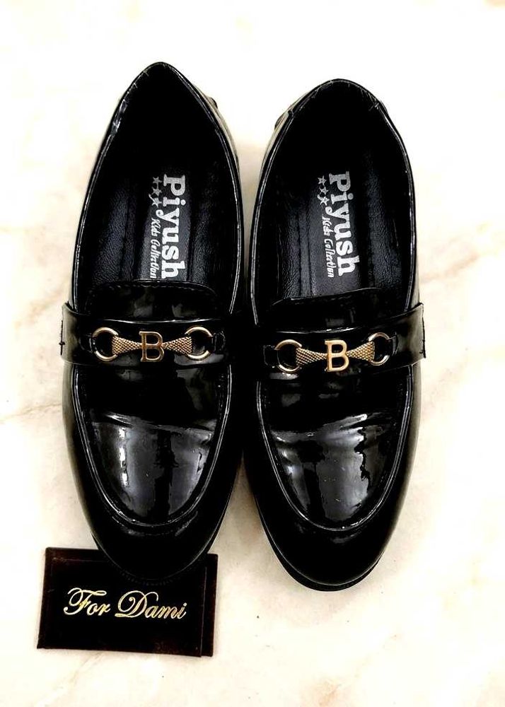 Shiny Black Loafer Shoes for Girls