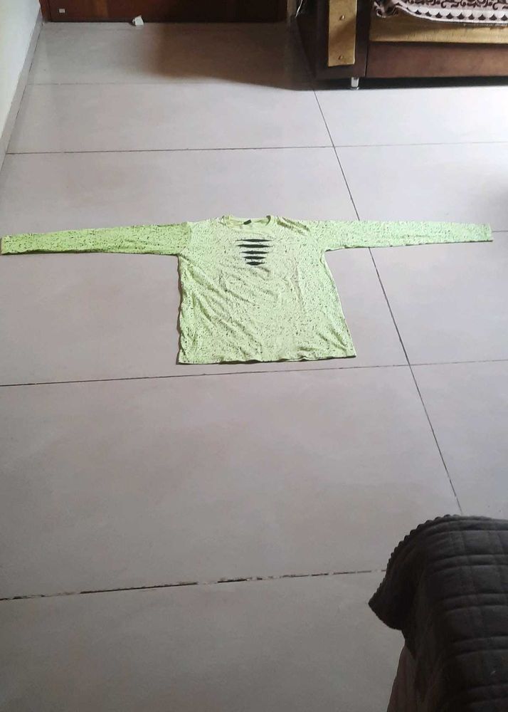Lime Green Distressed Long Sleeve t shirt