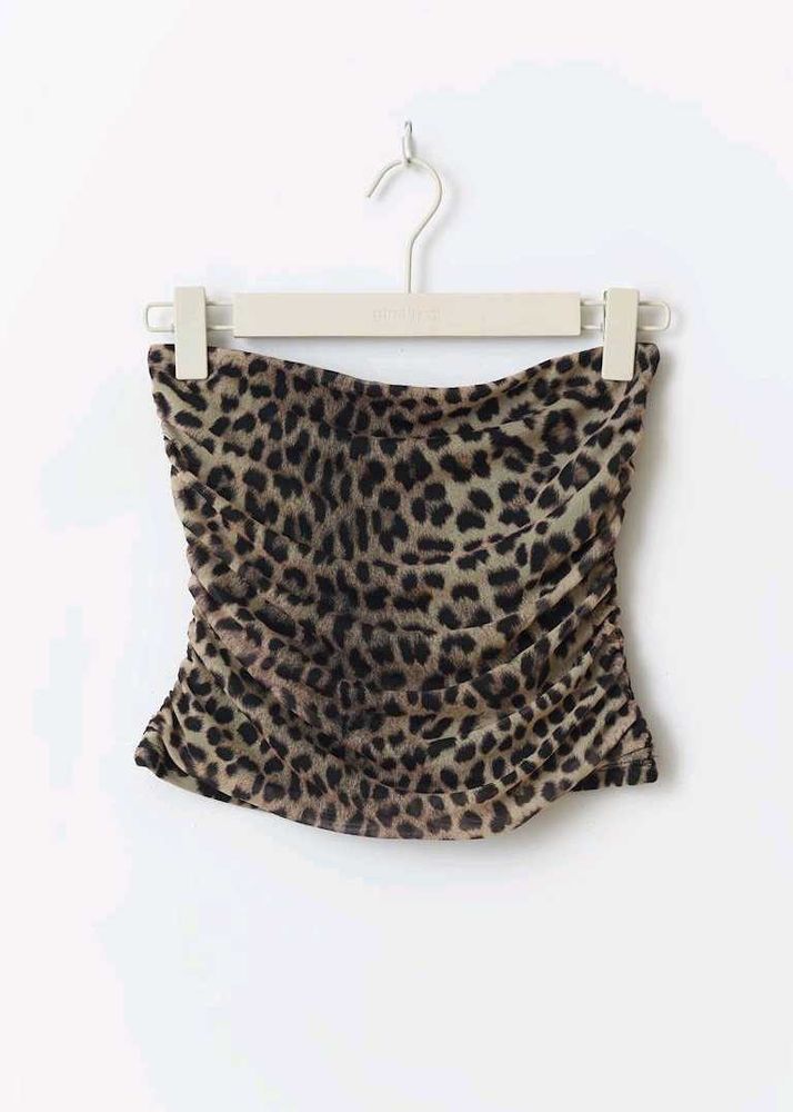 Leopard Print Ruched Tube Top