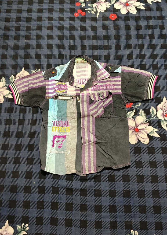 Unique Striped Short Sleeve Shirt