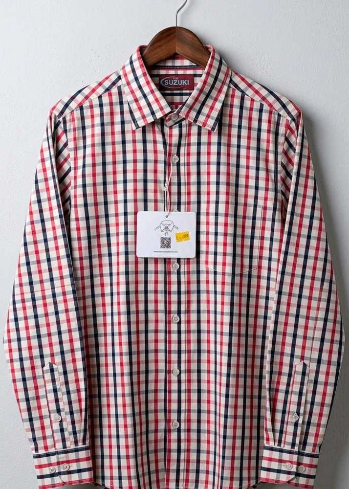 Suzuki Men's Red Checkered Shirt