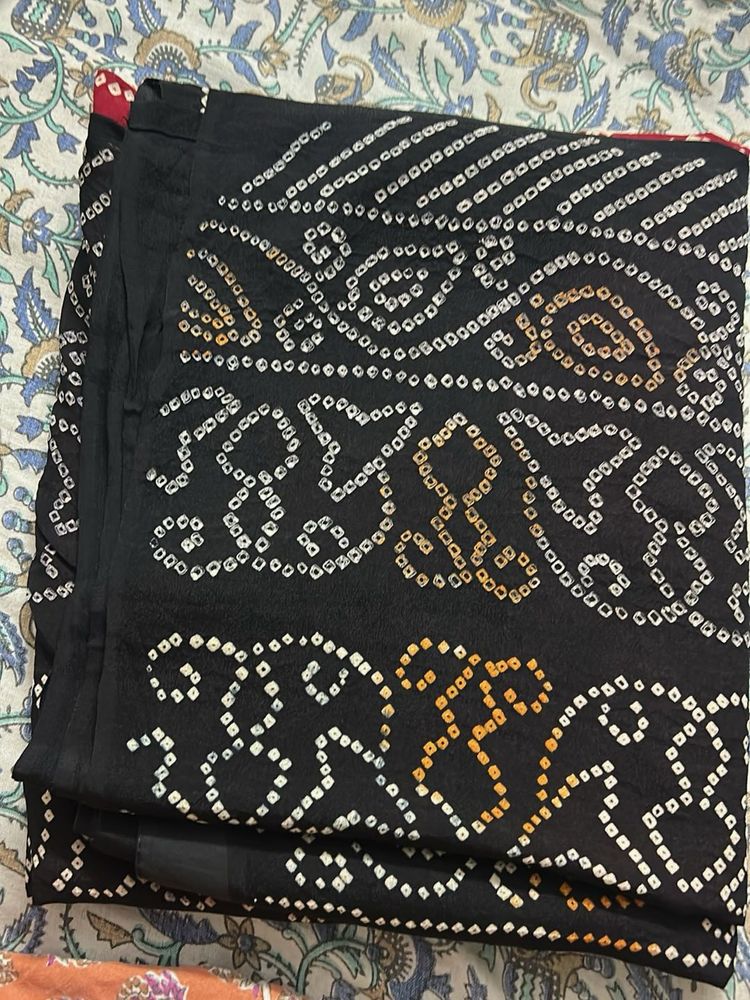 Elegant Black Bandhani Saree