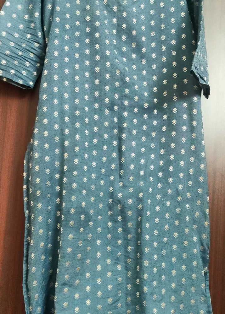Elegant Teal Kurta with White Print