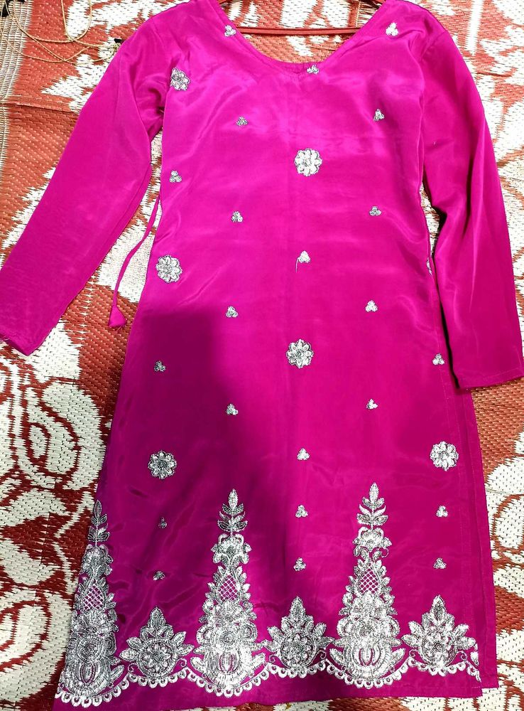Vibrant Pink Embroidered Kurta set